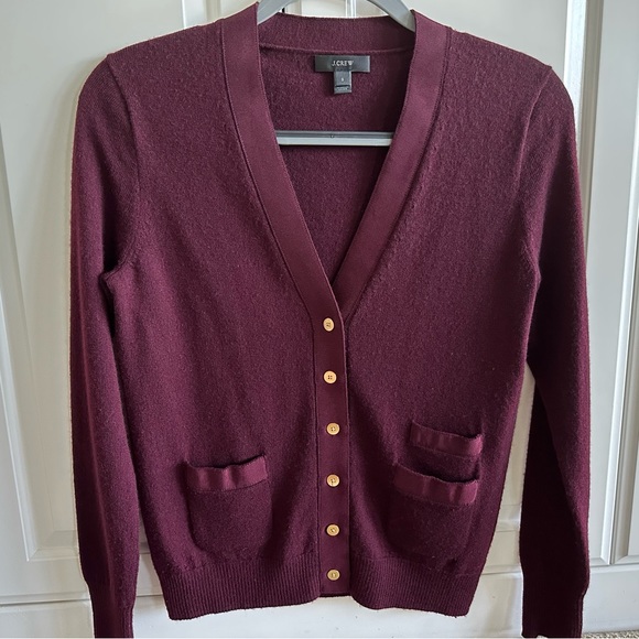 J. Crew Sweaters - J.Crew Merino Wool Cardigan Size S, Trim Fit, Burgundy
